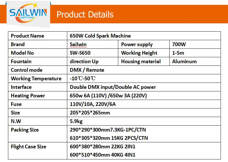 Машина для холодных искр Sailwin 900W 700W 650W DMX для свадеб, вечеринок, дискотек, клубов и сцен (art.: 3920db796be50) - 3920db796be50