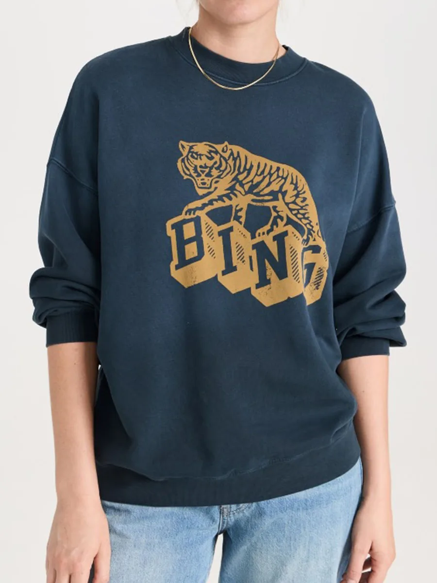 

Женский хлопковый свитшот с круглым вырезом, с принтом букв