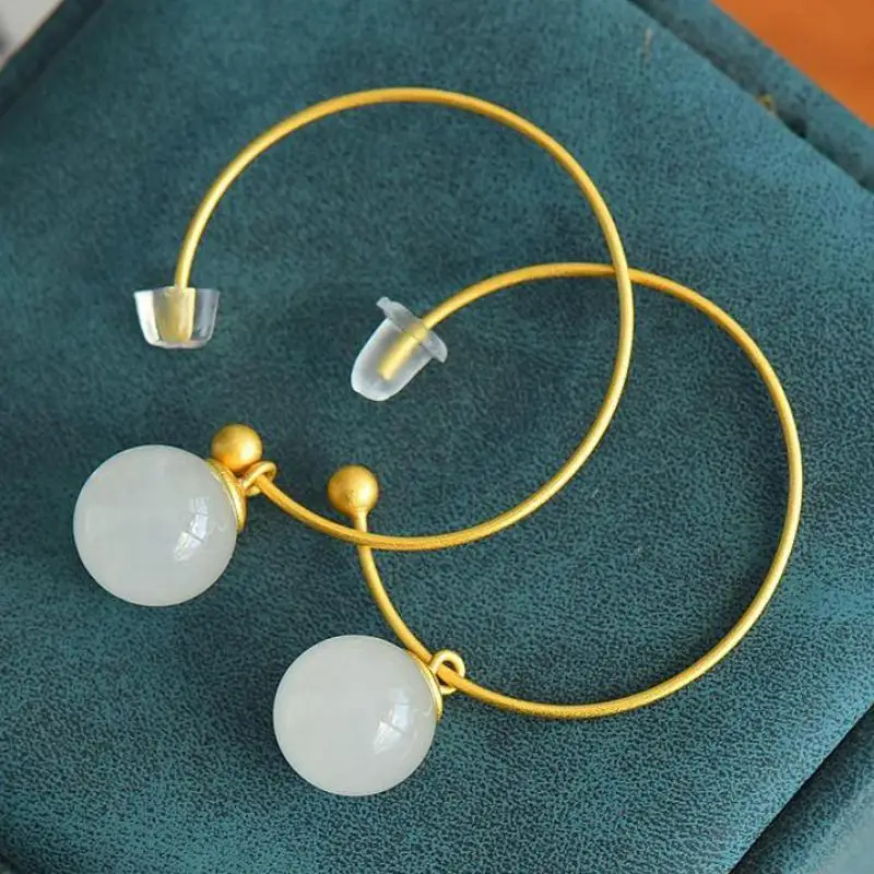 

Женские серьги-подвески из серебра 925 пробы, с круглыми бусинами