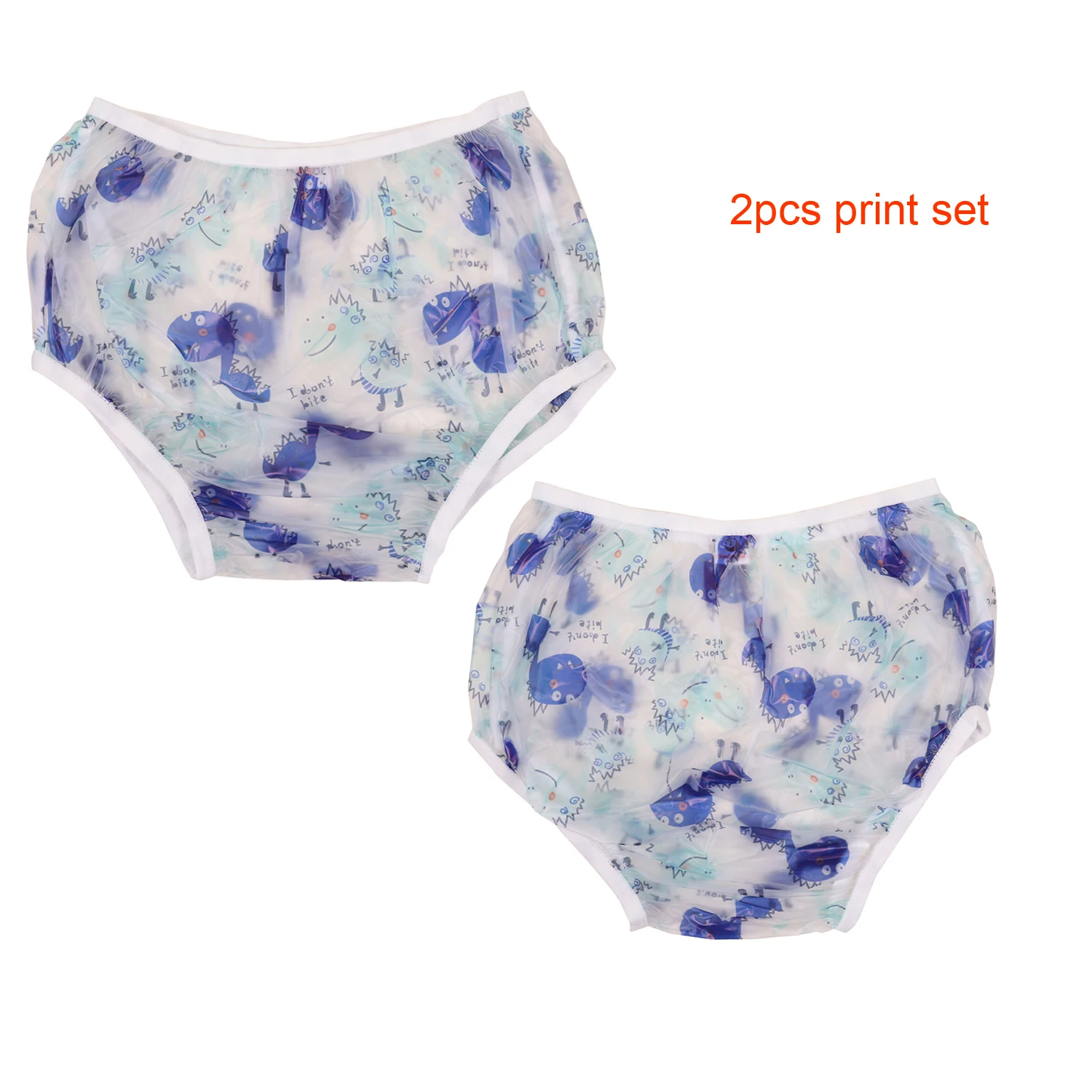 New print 2pcs Set Adult Baby Waterproof Pants- ABDL PVC Diaper Incontinence Pull-on PVCPlastic Pants