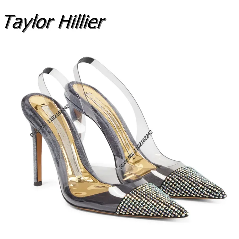 

Transparent Pvc Pumps Women'S Shoes Rhinestone Pointed Toe Stiletto Sandals Fleece Comfortable Women'S Shoes Party Dress Shoes