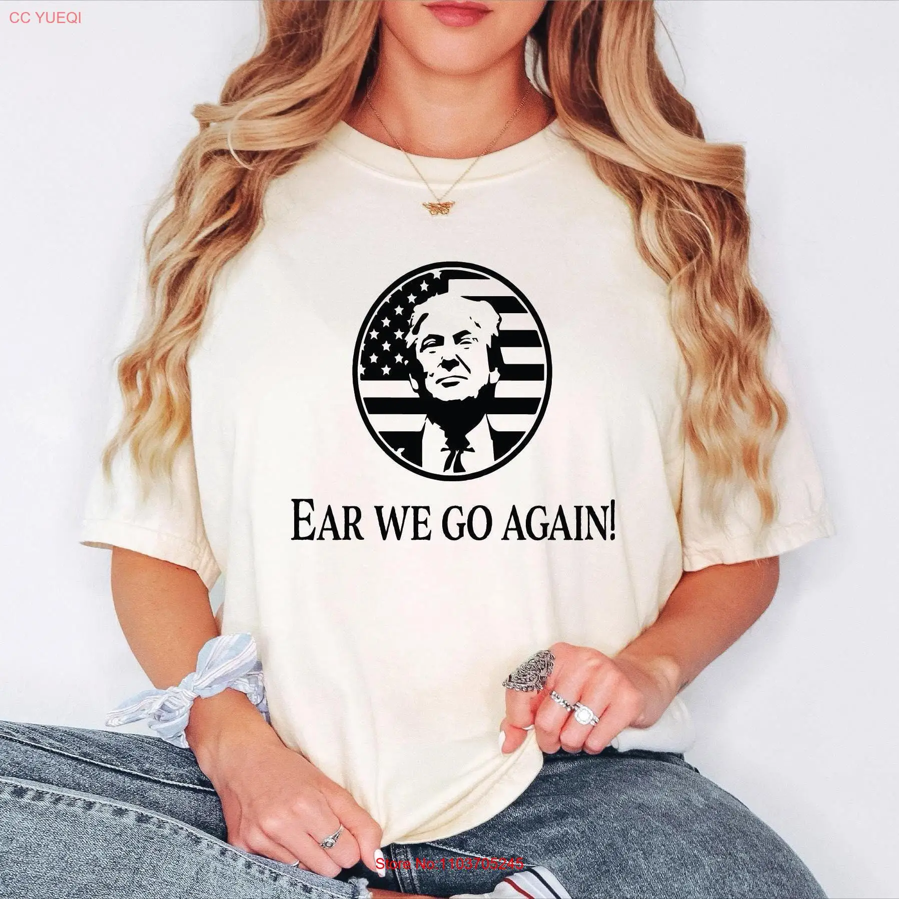 Рубашка Ear We Go again Trump Shooting T Bulletproof Historic Donald с длинными или короткими рукавами