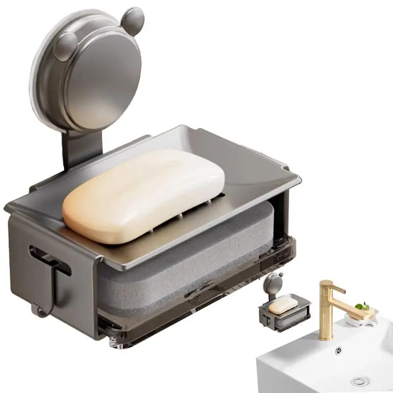 Держатель для губки и мыла настенный двухслойный поднос не сверляет