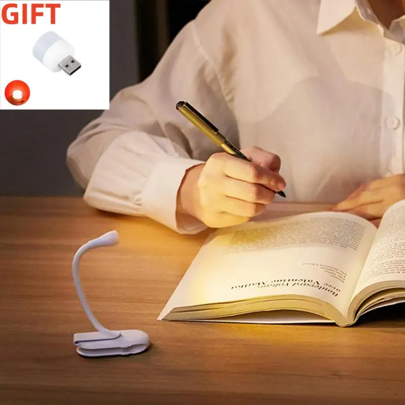 

Компактная Светодиодная лампа для защиты глаз, регулируемый ночник с защелкой на 360 °, перезаряжаемая учебная лампа для путешествий, спальни, чтения, 3 цвета