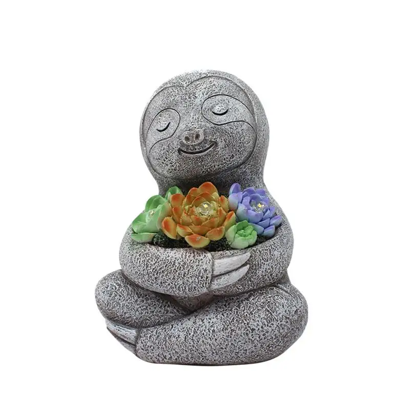 

Sloth Statue Cute Sloth Succulent Sculptures Resin Animal Ornament With Solar Lights For Garden Yard Backyard Lawn Decor
