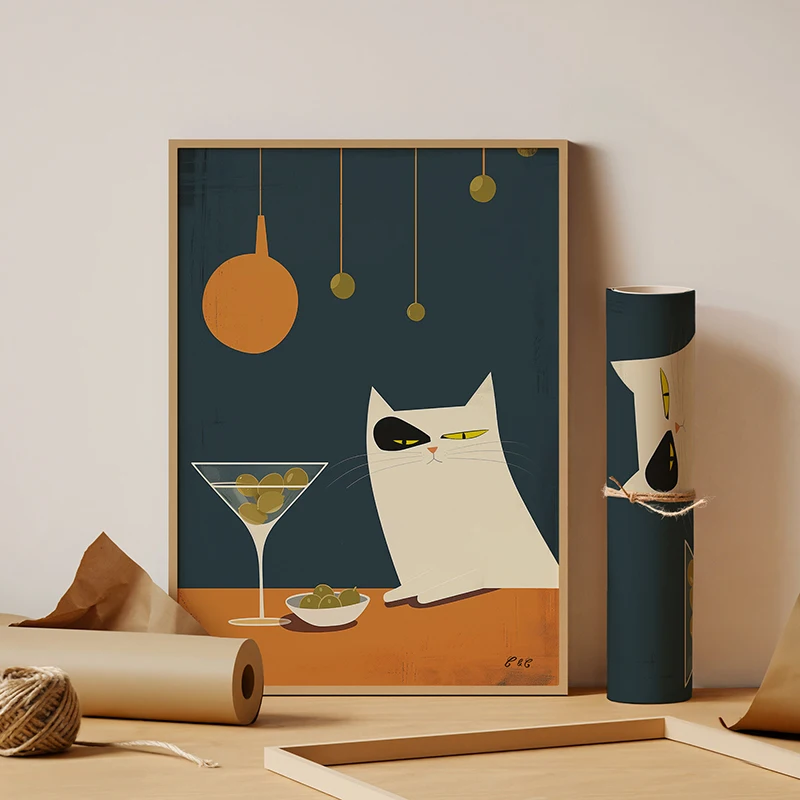 Японский Стиль Забавный Постер С Котом-настенная Художественная Печать На
