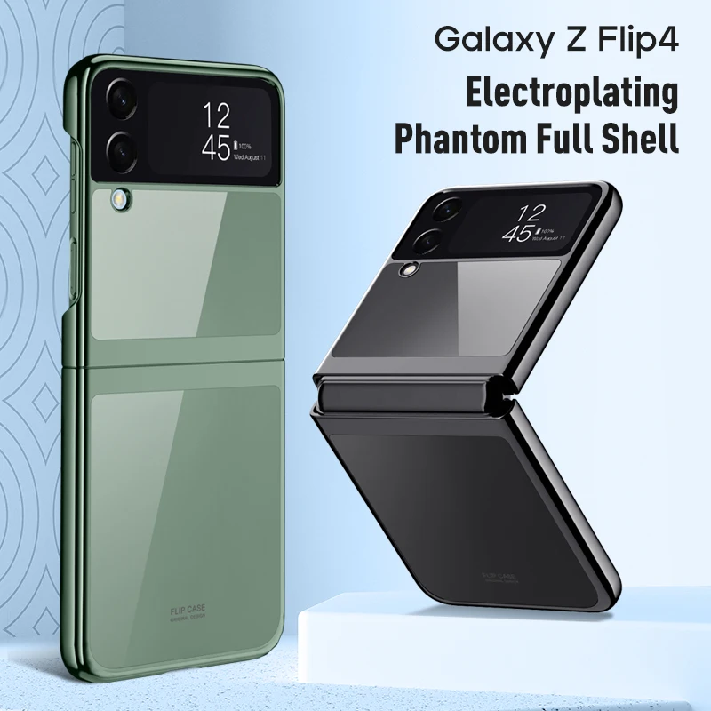 Plating Transparent Case For Samsung Galaxy Z Flip 4 Flip4 5G Case Electroplate Clear PC Flip Cover for Galaxy Flip 4 Funda Capa