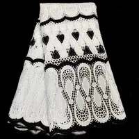 2022 skin friendly white african embroidery 5 yards guipure cord with sequins mesh fabric nigerian wedding celebration for party