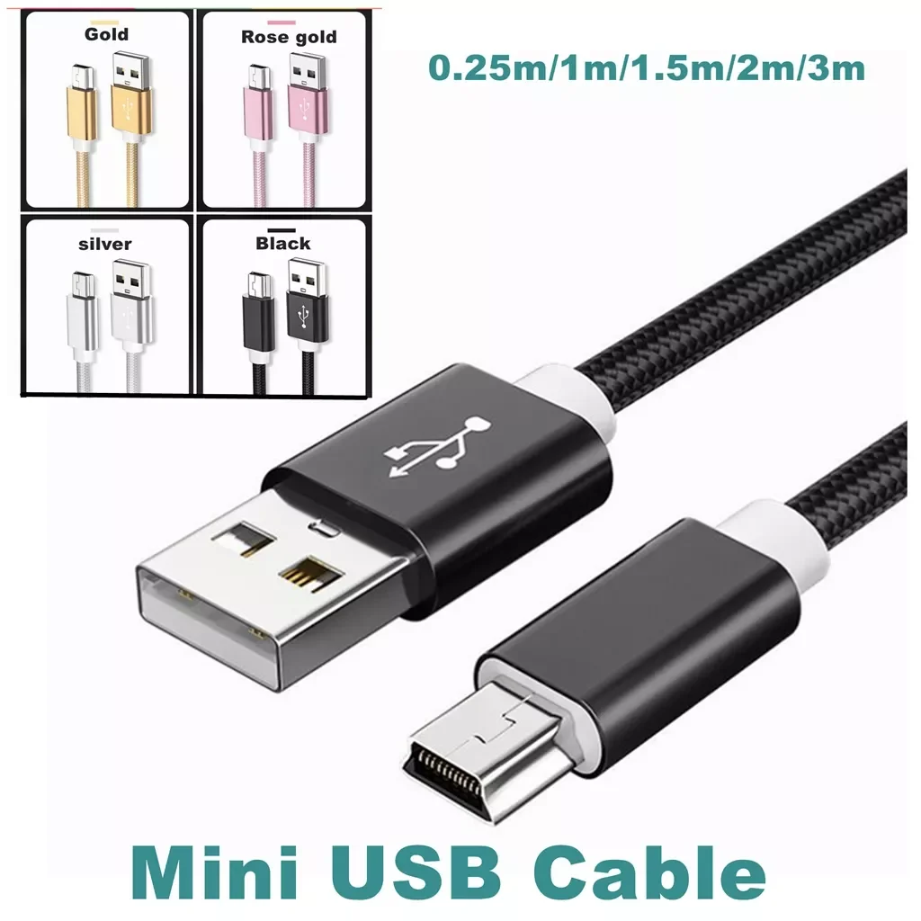 

1M 0.25M Mini USB 5 pin Cable Mini USB to USB Fast Data Charger Short Cable for MP3 MP4 Player Car DVR GPS Digital Camera HDD