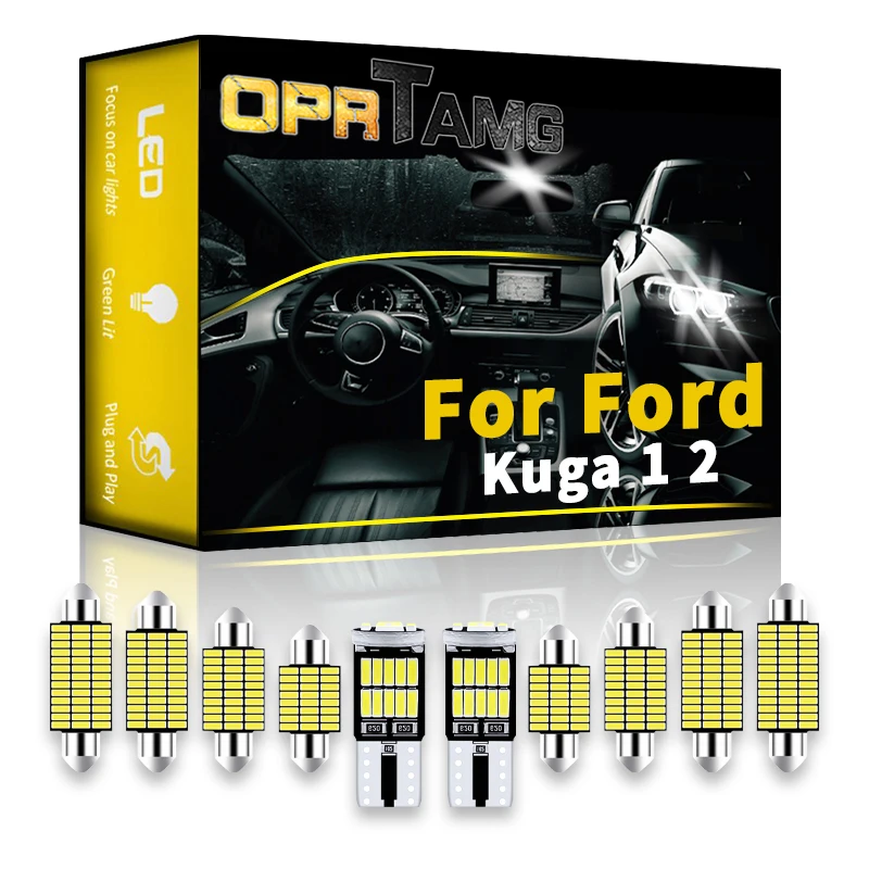 

Внутренний светодиод OPRTAMG для Ford Kuga 1 2 1994-2020 2021 2022, Автомобильный светодиодный внутренний купол, карта, светильник для багажника, комплект дл...