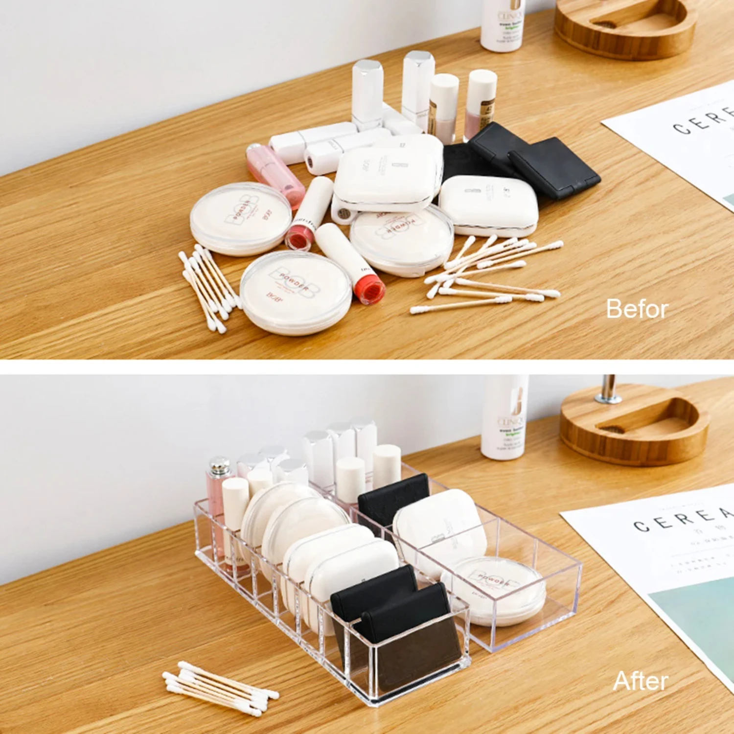 Элегантный акриловый компактный органайзер для палитры теней век лоток дисплея