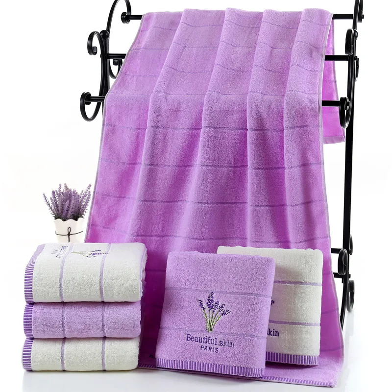 Set Absorbent Adult Bath Towelssoft Friendly Lavender Thickened Bath Towe For Bathroom Washcloth
