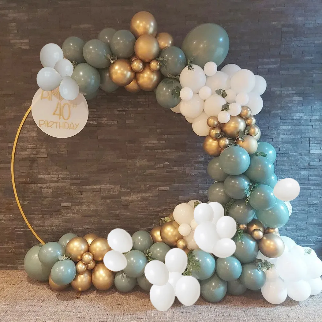 

113pcs/Lot Avocado Green Balloon Garland Arch Kit White Metal Gold Balls For Birthday Babyshower Wedding Party Decoration Supply