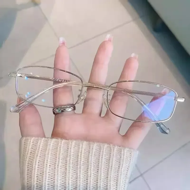 Y2K Harajuku ретро маленькие квадратные очки для женщин металлические прозрачные