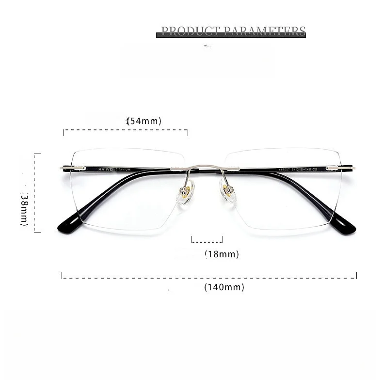 Сверхлегкая титановая оправа для очков деловая безрамочная мужская легкая