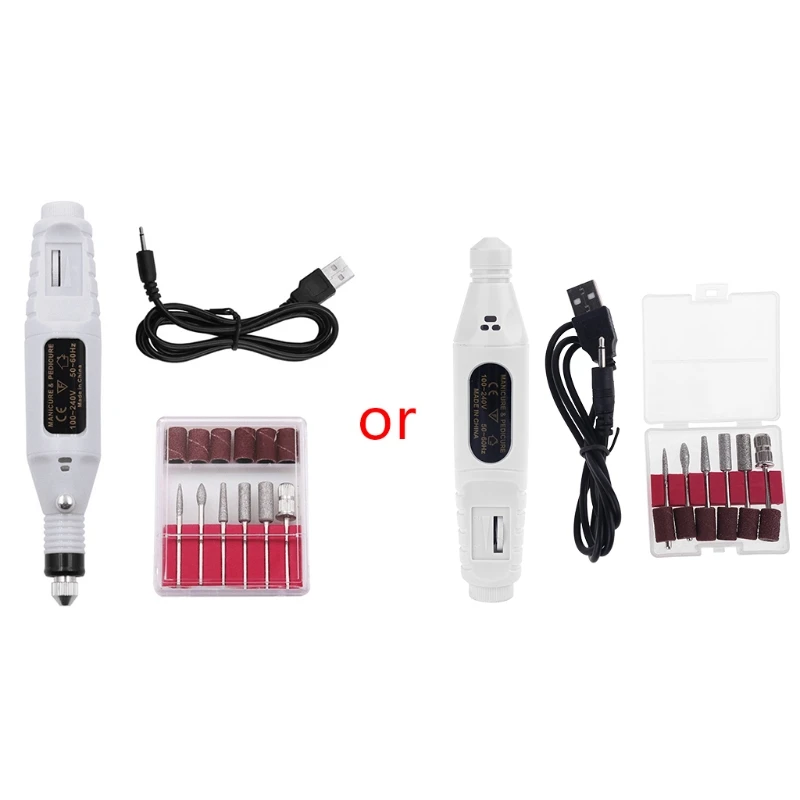 

Electric Nail Drill USB Manicure Pen Sander Polisher with 6pcs Drills Sand Bands