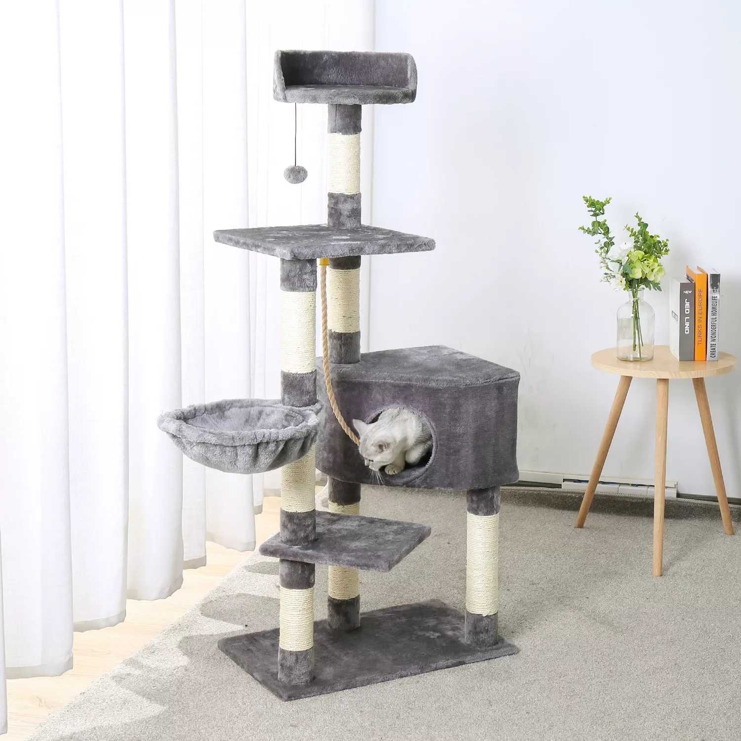 

2023New Domestic Delivery Cat Tree Luxury Cat Tower with Double Condos Spacious Perch Fully Wrapped Scratching Sisal Post and Re
