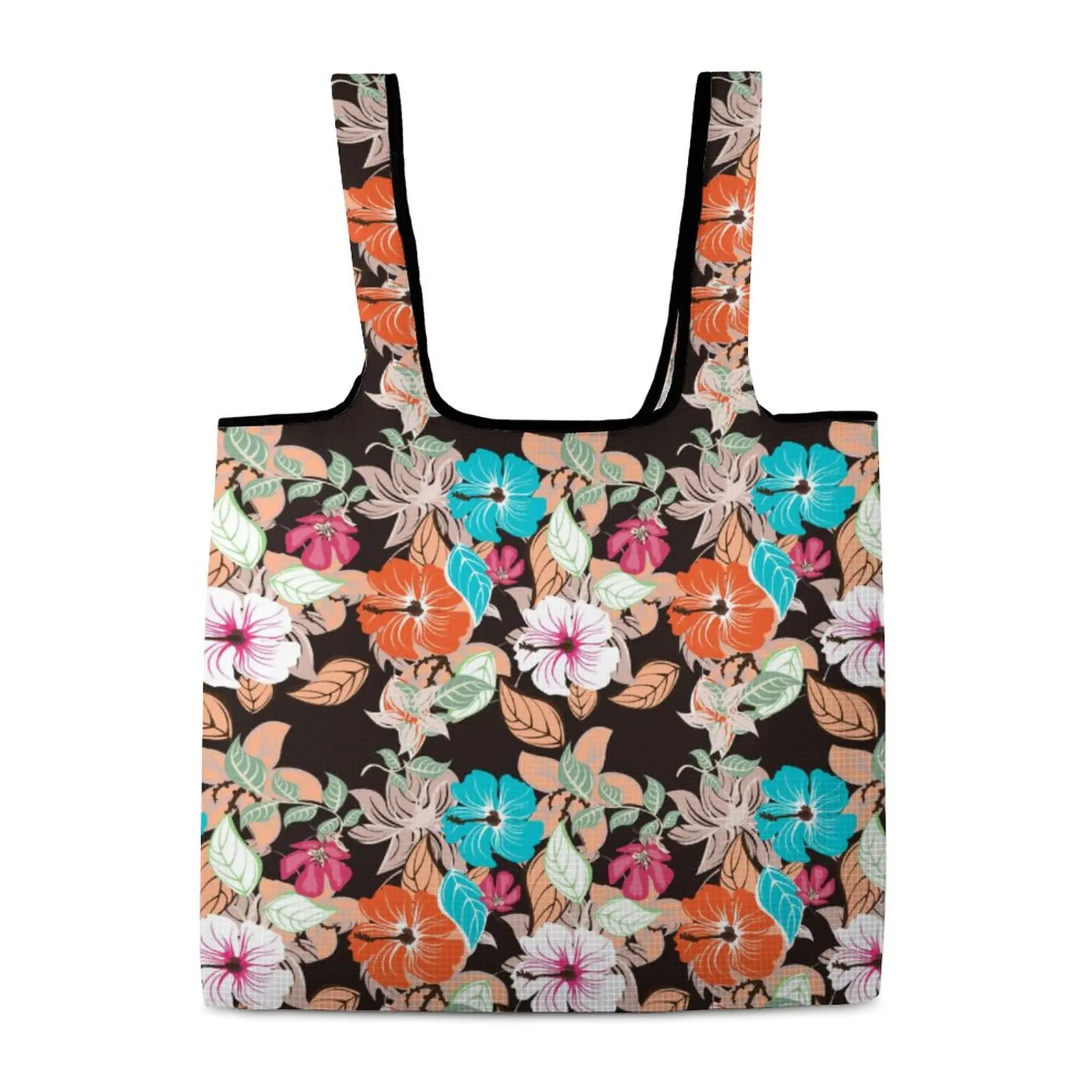 Vintage Printed Small Flower Fashionable Tote Bag Foldable Shopper Handbag Customize Your Pattern Feel Free DIY Handbag