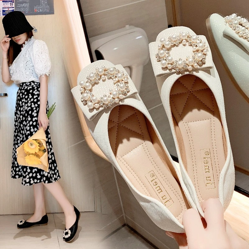 

Women's Casual Flat Shoes Breathable Shallow Style Comfortable Rhinestone Slip-on Casual Single Shoes Fashion Loafers Zapatos