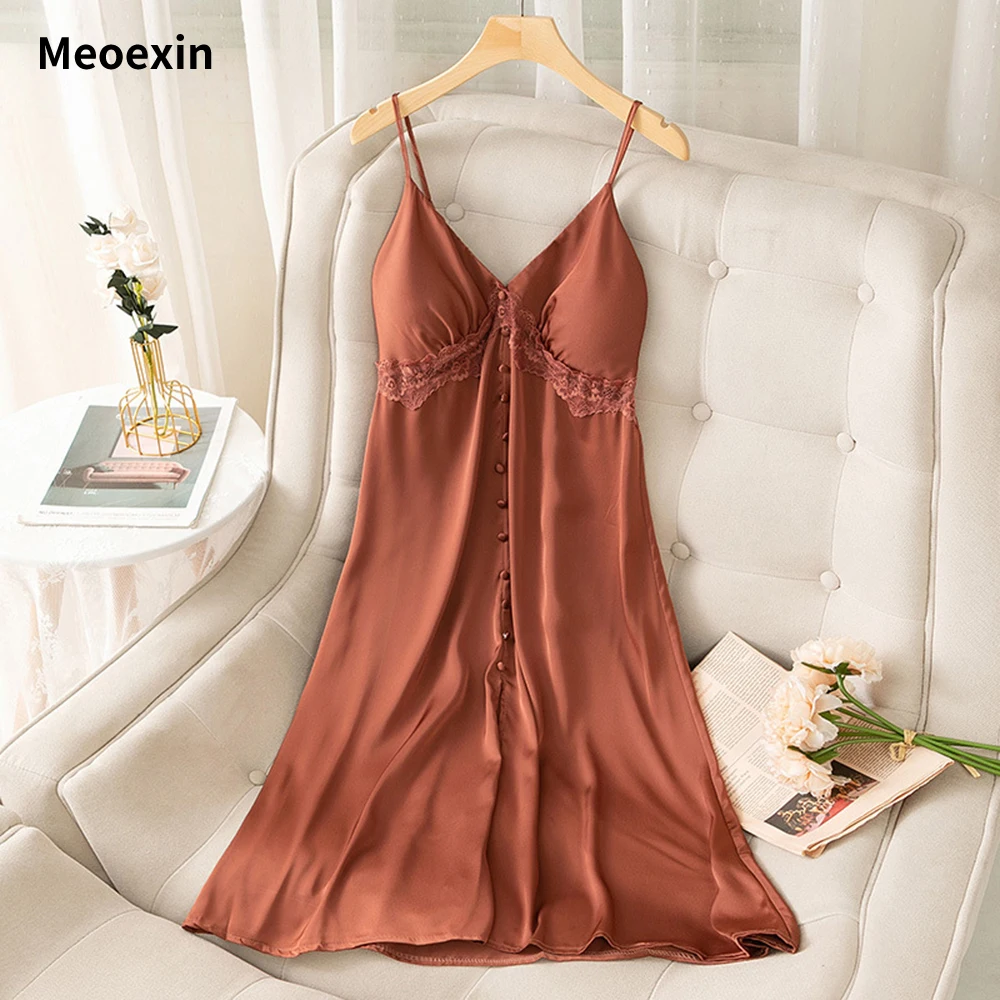 

Пикантные ночные рубашки платье на бретельках с V-образным вырезом летнее платье без рукавов Нижнее белье на пуговицах Пижама Новинка однотонное нижнее белье