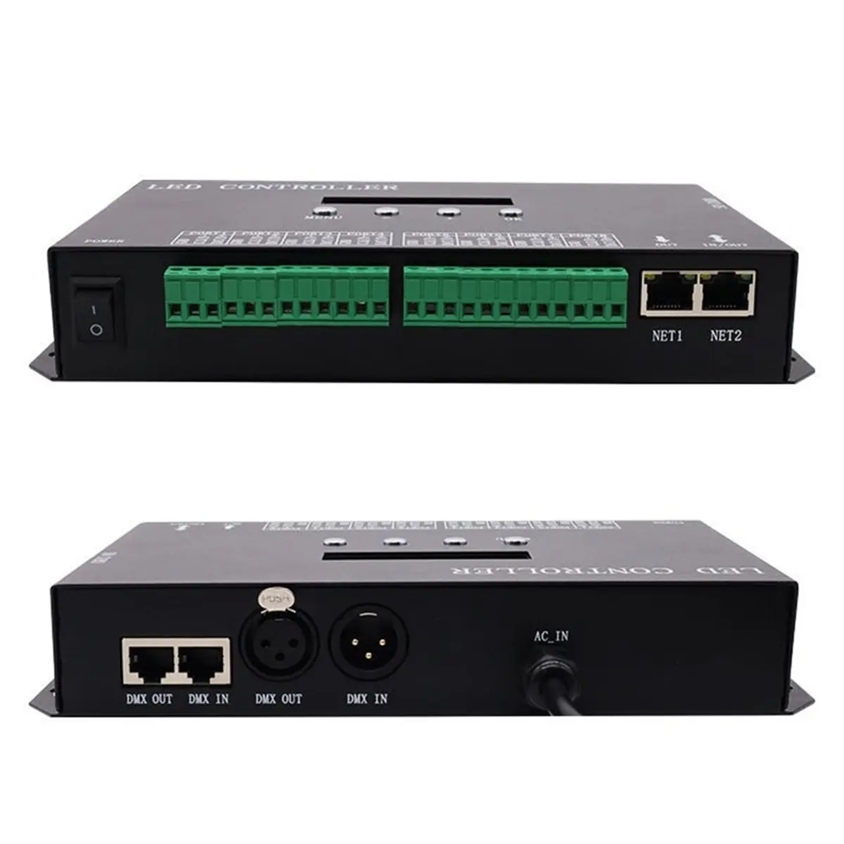 Фото Контроллер светодиодных лент ABIU H807SA с 8 портами RGB поддерживает управление светодиодным освещением Artnet Resolume WS2811 WS2812, европейская вилка. №3