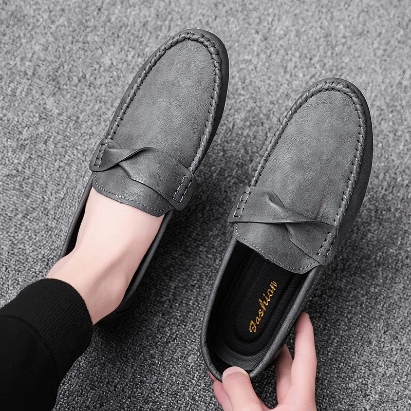 Мужская повседневная обувь 2023 новый стиль мужская удобная мягкая кожаная