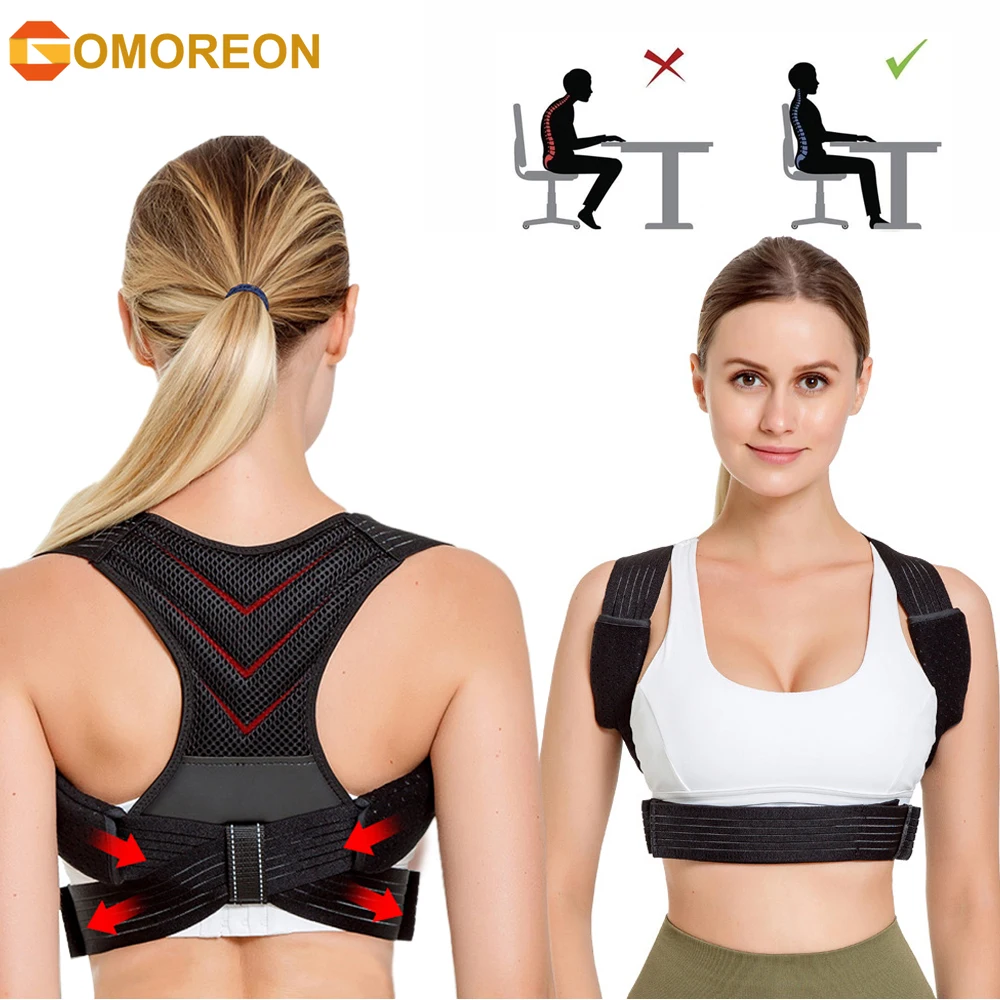 

GOMOREON Back Brace Posture Corrector for Men and Women - Adjustable Posture Back Support for Upper and Lower Back Pain Relief