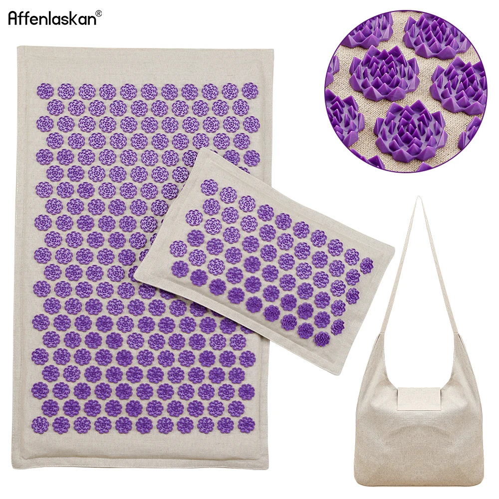 

Nature Linen Coconut palm Massage Acupressure Yoga mat sport pillow mat with bag Lotus Spike Acupressure Mat Cushion