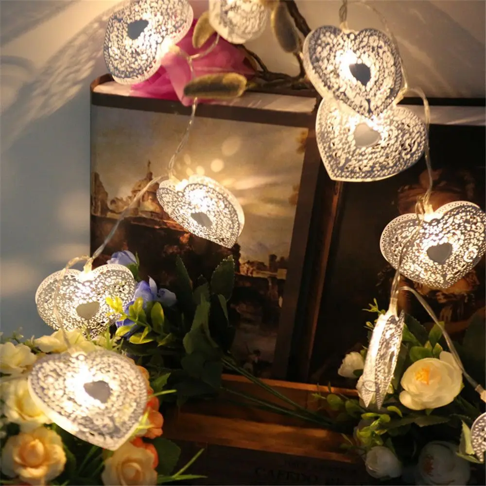 

10 LED Heart String Lights Hanging Decor Led Fairy String Lights Garland Battery Operated New Year Wedding Decoration