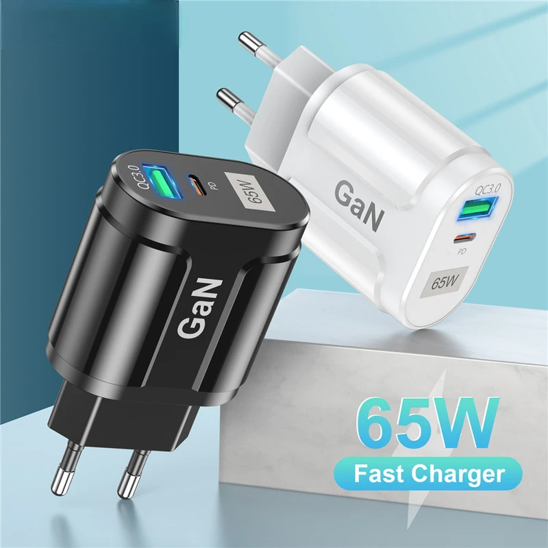 

Factory Direct Selling 65W Gallium Nitride GaN QC3.0 PD3.0 Charge Adapter For MacBook Pro Laptop Universal Charger For iPhone 13