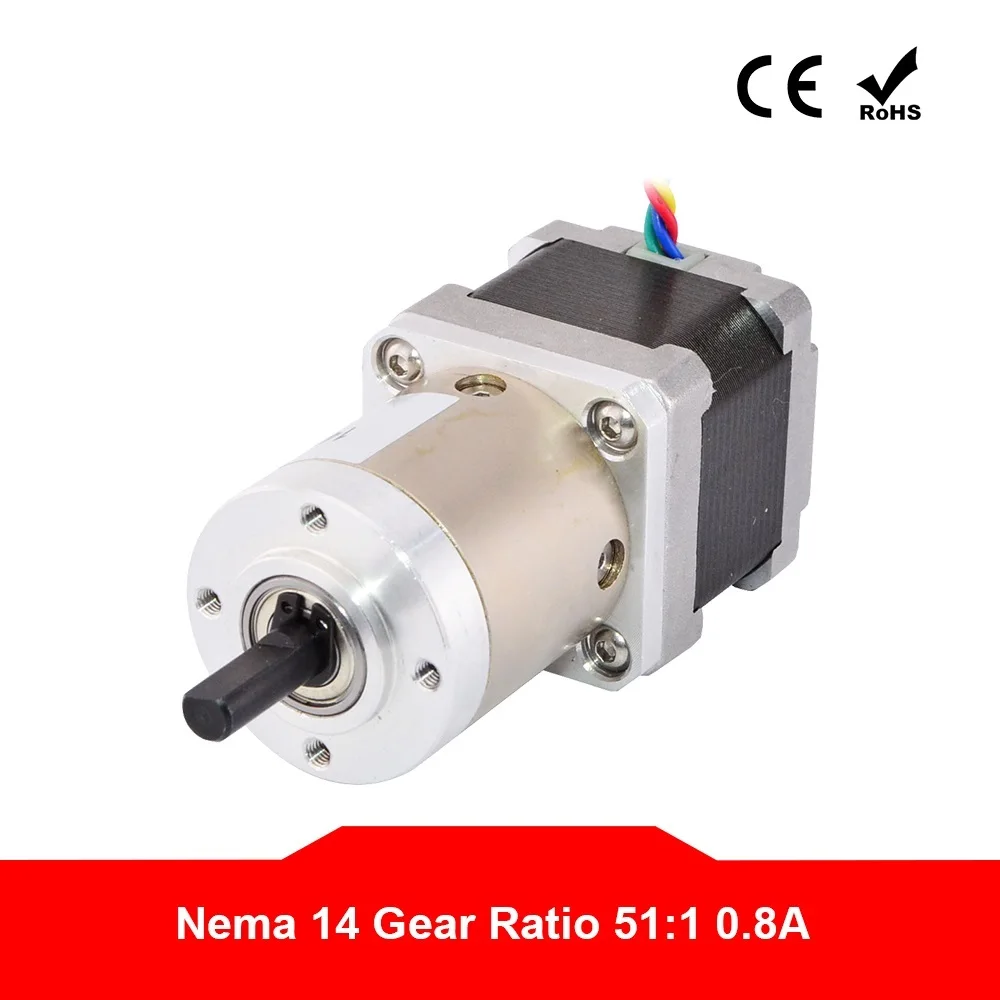 

51:1 Planetary Gearbox Nema 14 Gear Stepper Motor Extruder 4-lead 0.8A Nema14 Step Motor for CNC 3D Printer