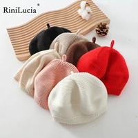 rinilucia fashion baby knitted beret hat solid color childrens warm hats winter painter cap for girls kids bonnet accessories