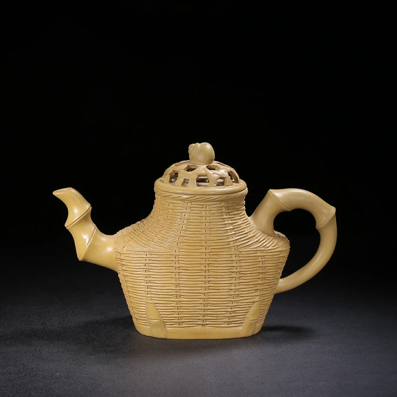 

Chinese Yixing Tea Pot Handmade Duan Clay Zisha Bamboo Weaving Pot 500CC
