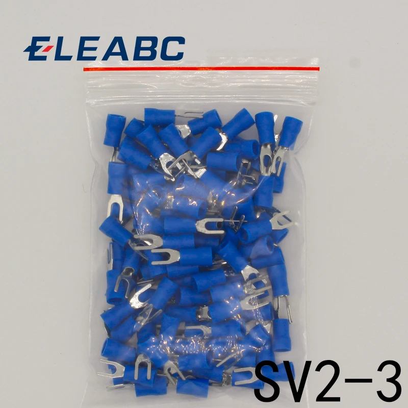 

SV2-3 Blue Cold pressed terminals Cable Wire Connector 100PCS/Pack Insulated Terminals Connector for 22AWG-16AWG cable 2.5-3 SV