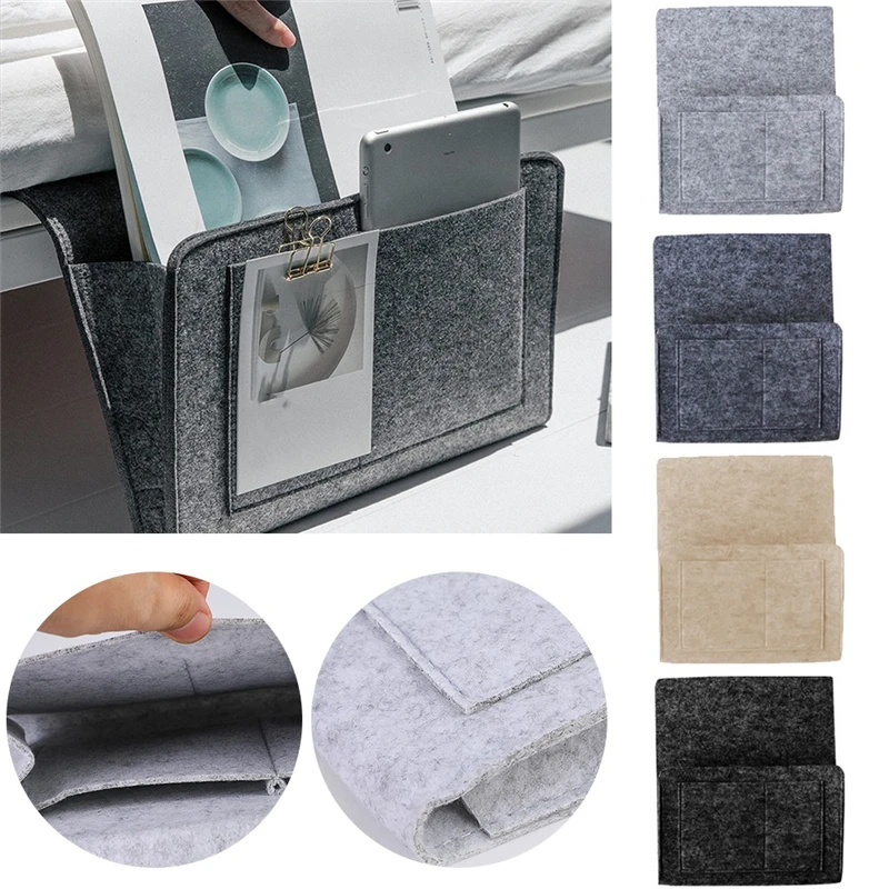 

Felt Bedside Caddy 5 Pockets Bed Hanging Storage Bag Desk Sofa Hanging Pockets Organizer for Remote Phone Magazine