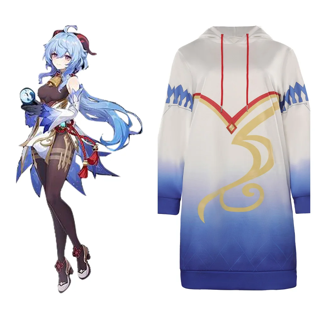 

Genshin Impact Ganyu Cosplay Costume Hoodie Coat Outfits Adult Men Women Halloween Carnival Suit Hooded Clothing