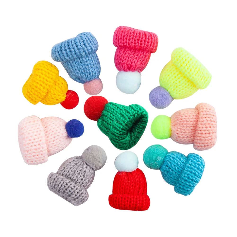 

55pcs DIY Mini Hats Decorations Knitting Hat Toys Handmade Craft Supplies for Kids Girls (Mixed Color)
