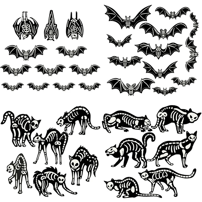 12 Шт. Подвесное Украшение В Виде Скелета Летучей Мыши На Хэллоуин Светящаяся