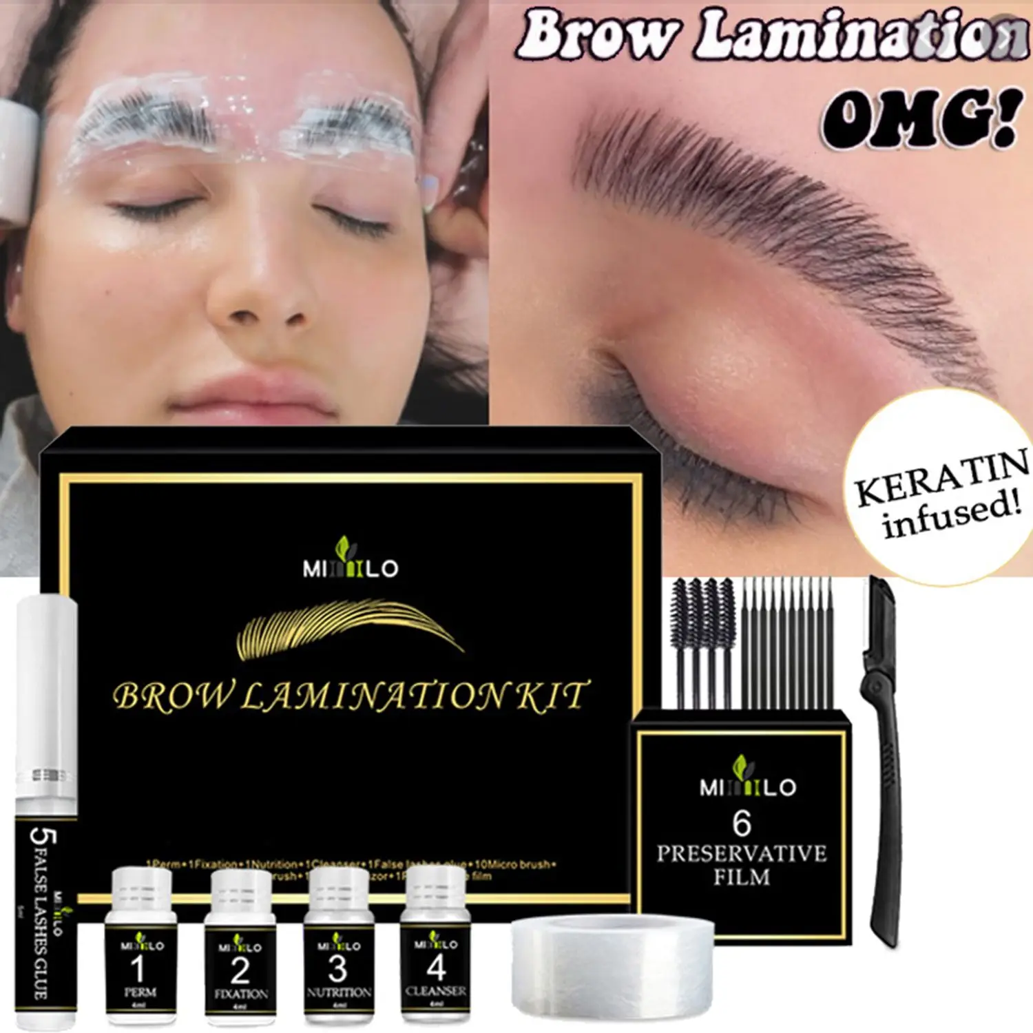 

1Set Brow Eyelash Lamination Kit Eyelash Perming Safe Brow Lift Eyebrow Lifting 3D Effect Portable Travel Beauty Salon Home Use