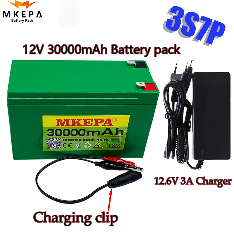 

12V30Ah 3S7P 18650 lithium battery pack+12.6V 3A charger, built-in 30Ah high current BMS, used for sprayer, free +charger
