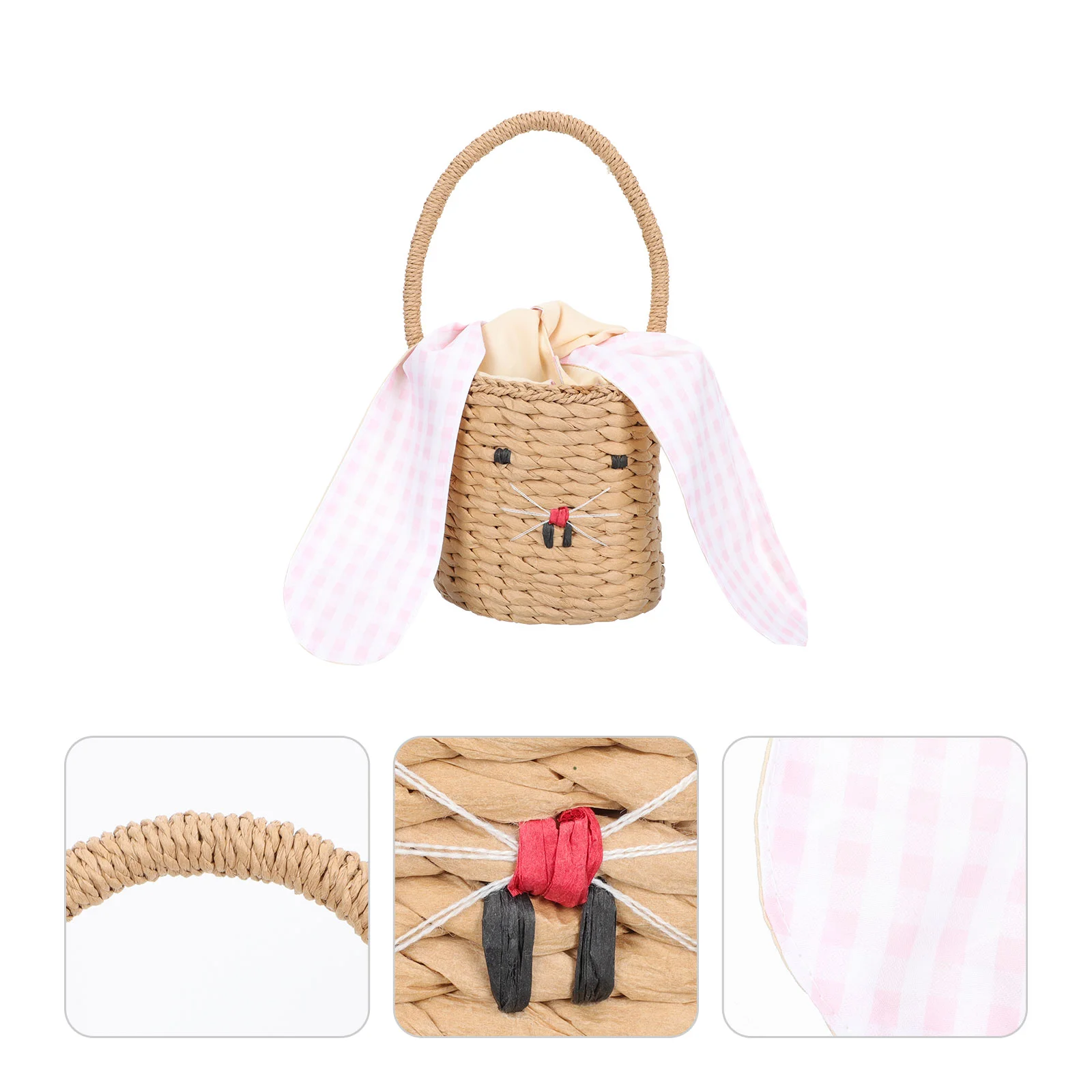 

Summer Decor Vintage Rattan Handbag Straw Clutch Wicker Clutch Purse Woven Beach Bag Countertop Basket Props Rattan Rabbit Bag
