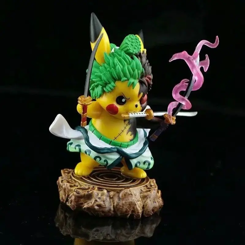 2024 Новое поступление Wandai Anime Pokemon Three Knife Flow Yan Solon Cos Pikachu Q Version экшн-фигурки модели