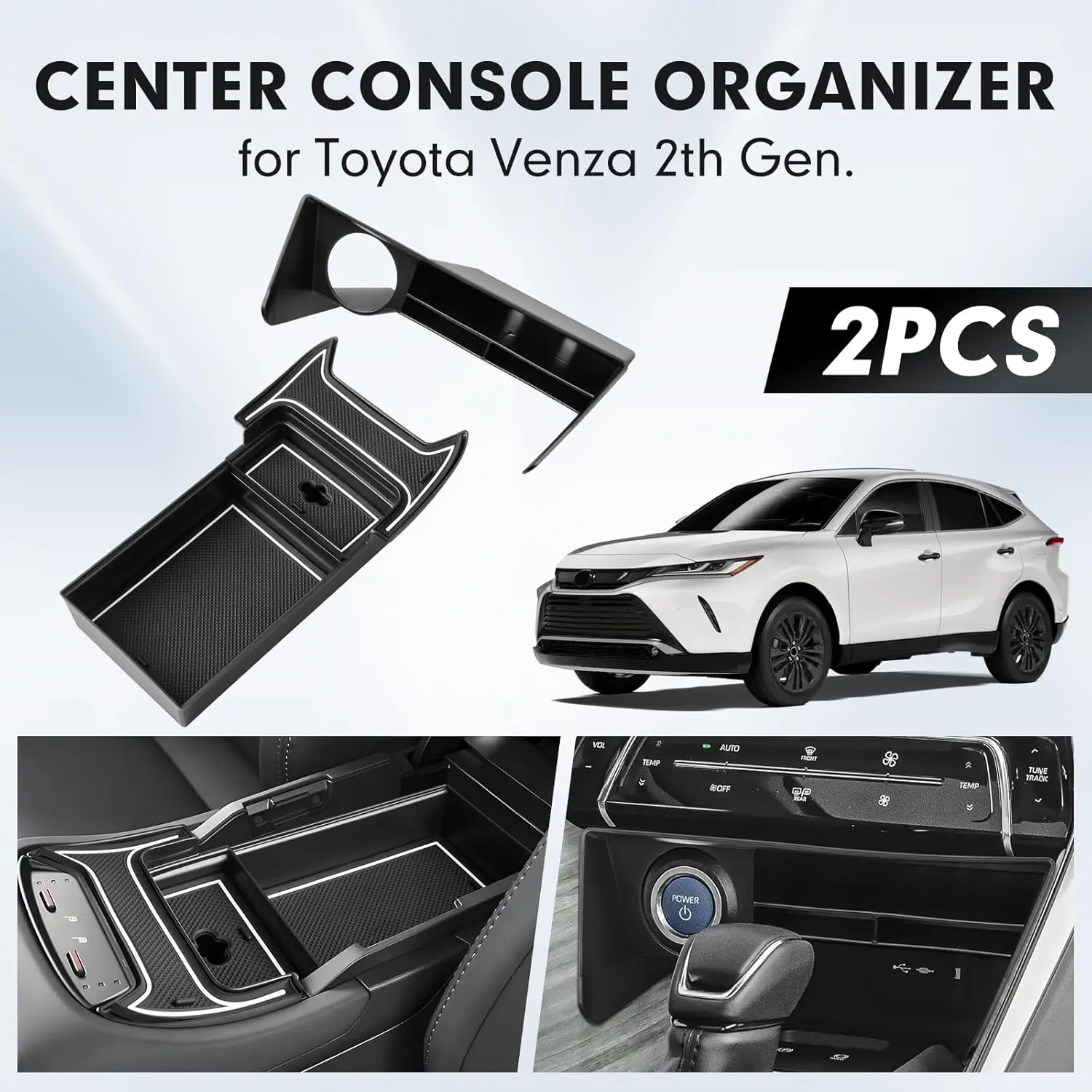 Фото Органайзер для центральной консоли Autorder, 2 шт., для Toyota Venza 2021-2024, аксессуары, ящик для хранения в подлокотнике, дополнительный вкладыш с противоскользящим покрытием №3