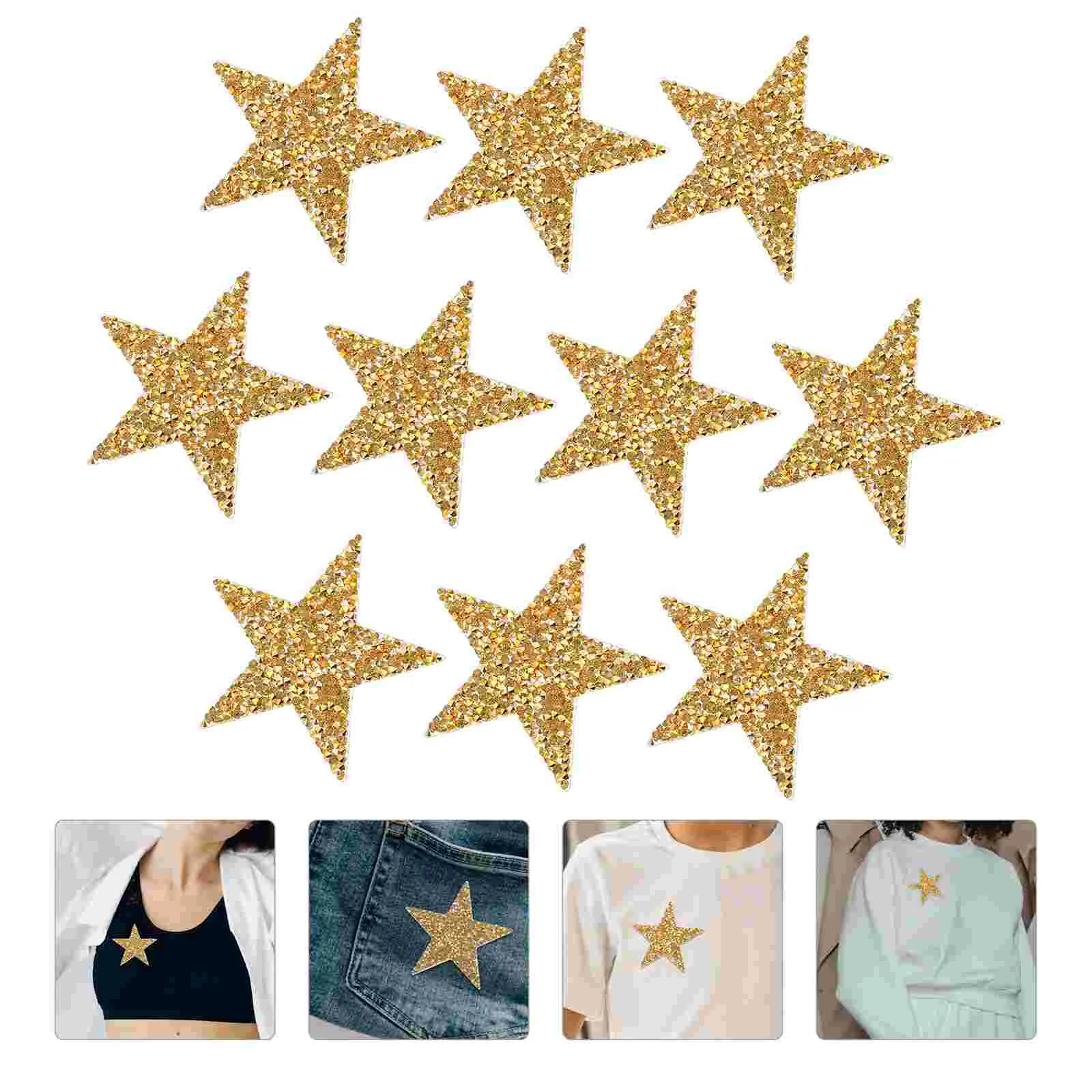 

10pcs Rhinestone Pentagram Shape Patches Sewing Craft Decor DIY Appliques