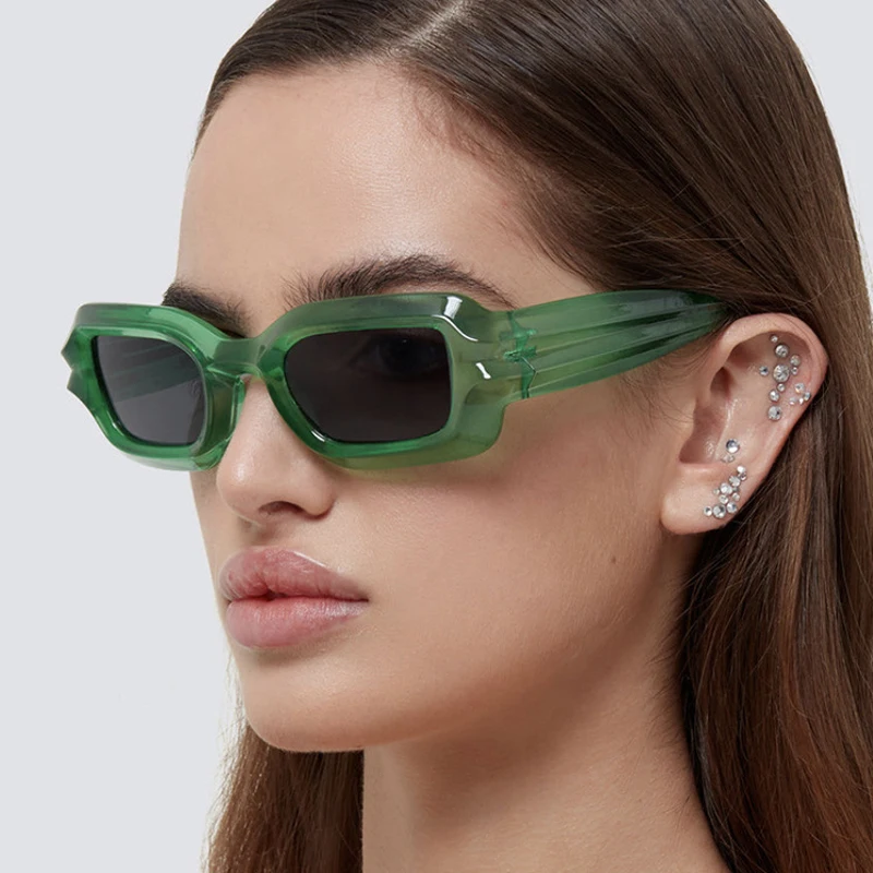 

Square Personality Brand Desige Sunglasses Women Vintage Green Gray Summer Outdoor Driving Shade Sun Glasses Popular UV400 2022