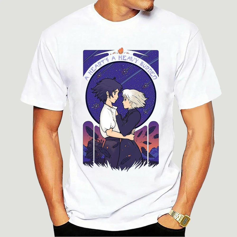 

Мужская хлопковая футболка Howl S, черная футболка с изображением движущегося замка, тяжелой нагрузки, Размеры S 4Xl 1361X