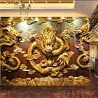 Пользовательский китайский стиль тисненый Дракон домашний индустриальный Декор обои ресторан отель лобби Настенные обои papel de parede 3D