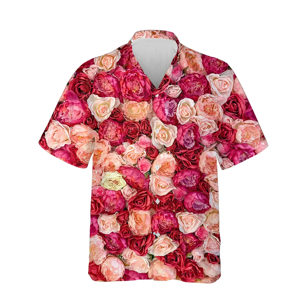 Jumeast Summer Men's Women's Short Sleeve Clothing 3D Printed Hawaiian Shirts Simple Flower Collection Fashion Streetwear Tops