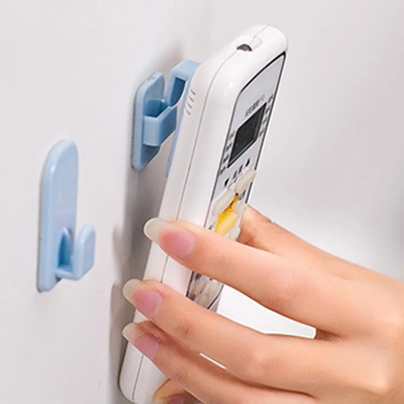 

2pcs Self-adhesive Hook For Air Conditioner TV Remote Control Strong Hanger Plastic Key Wall Racks Holder Home Sticky Organizer