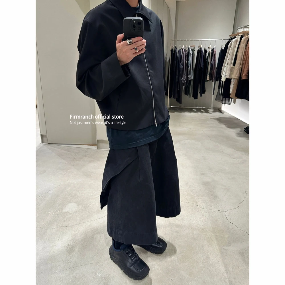 Firmranch 2024 новая черная короткая широкая куртка с лацканами для мужчин и женщин